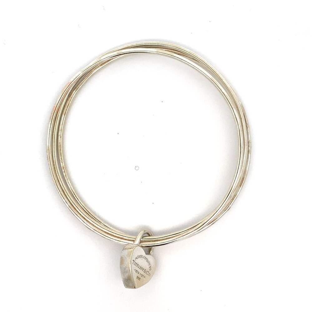 Tiffany & Co Sterling "Return to Tiffany" Heart Triple Bangle Bracelet